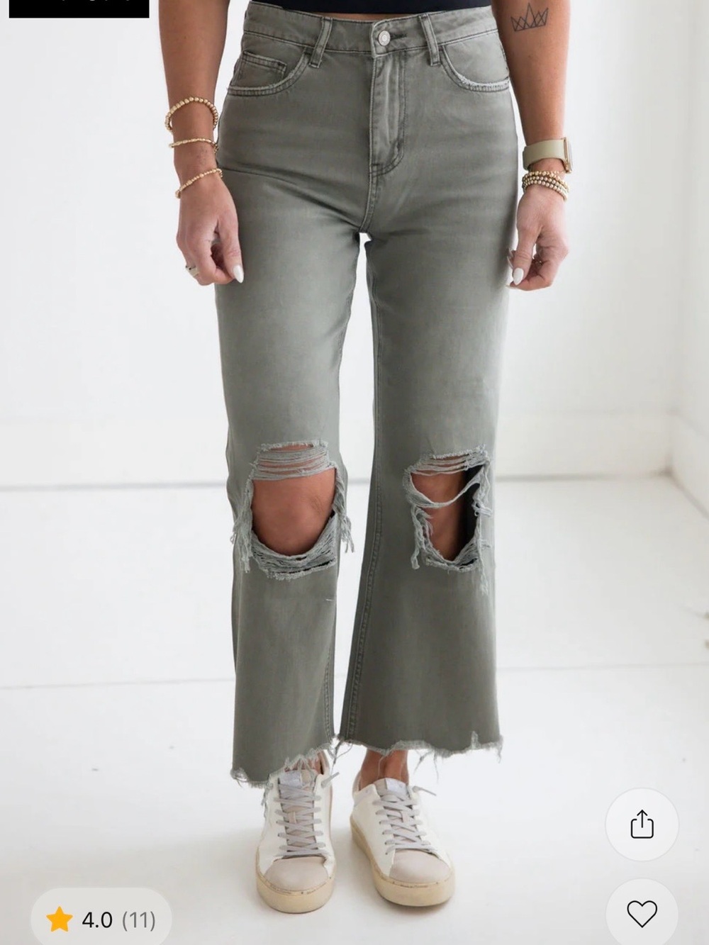 Vervet size 26 distressed olive jeans